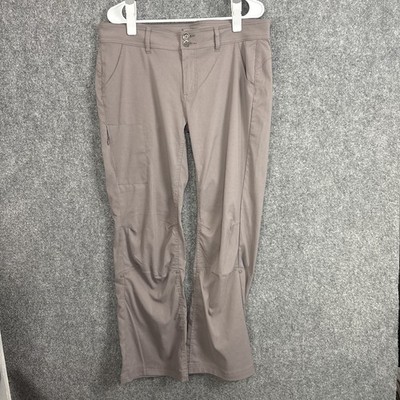 PrAna Hiking Pants Womens Size 14 Brown Roll Hem Outdoor Nature