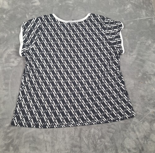 Adrienne Vittadini Bluse Damen Gr. XL schwarz weiß Allover Print dehnbar - Bild 6 von 6