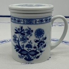 Zwiebelmuster Porzellan Teetasse Teebecher mit Sieb & Deckel 0,35L 8 cm breit 9,