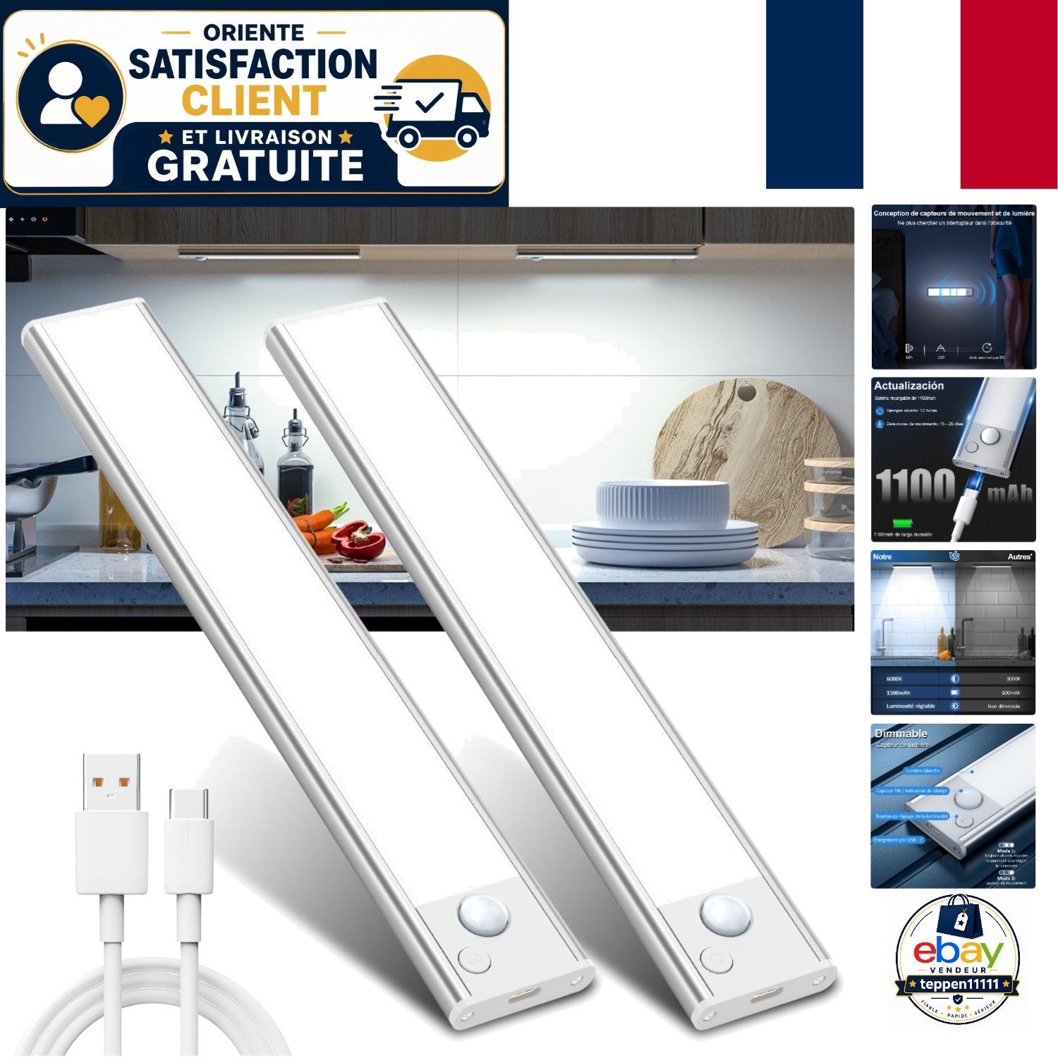 Lampe LED rechargeable pour éliminer les zones d'ombre sous les meubles hauts