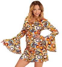 Bubble Print 1970s Groovy Dress Costume for Women