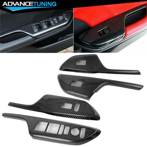 For 16-21 Honda Civic Front Rear Door Armrest Window Switch Panel Carbon Fiber - Picture 1 of 9