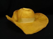 Borsalino Paglia Ribbon Straw Hat Women Men Yellow 57cm