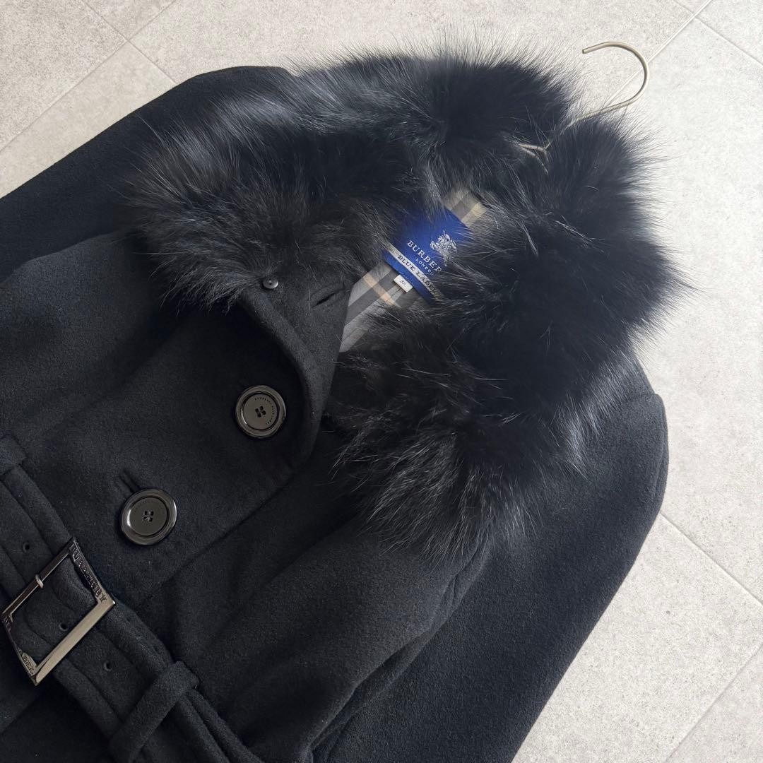 Burberry   Blue Label Long Coat Nova Check 100 Cashmere Black 38 thumbnail 3