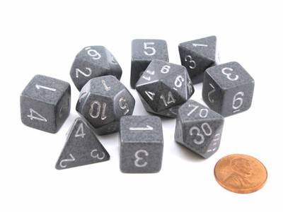 Polyhedral 10-Die Speckled Dice Set - Hi Tech