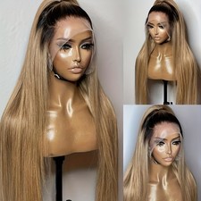 13x4 Ash Blonde Straight Natural Synthetic Lace Front Wigs Pre Plucked Glueless