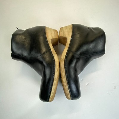 Dansko Maria Black Leather Ankle Boots Block Heel Zip Women's 40 EU/9.5-10 US