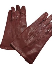 Vintage Christian Dior Gloves Mulberry Leather with Pure Silk Lining Women's