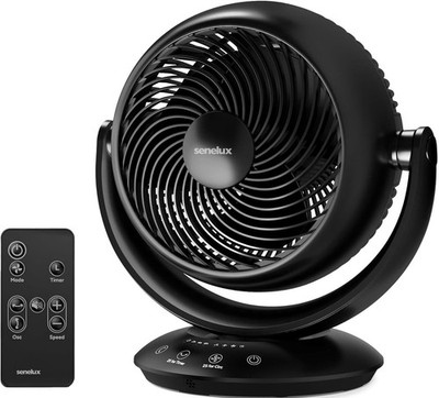 Senelux 8   Oszillierender Tischventilator - Fernbedienung 360° Auto-Swing   Schwarz