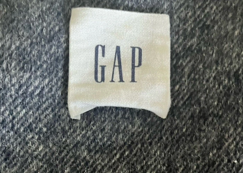 Jaqueta poncho cinto Gap S/M mistura de lã vermelho azul cinza com cinto - Imagem 3 de 4