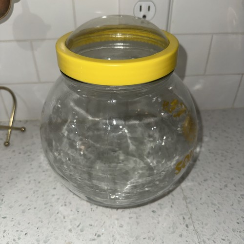 VINTAGE The Solar Tea maker Bubble Top Barattolo Vetro Giallo Rotondo Barattolo Coperchio Bolle - Foto 4 di 6