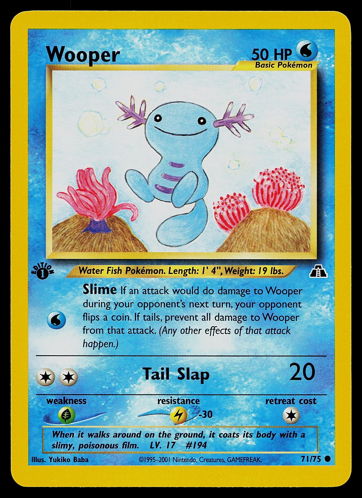 Pokemon Card - Wooper Neo Discovery 71/75 Common 1st Edition