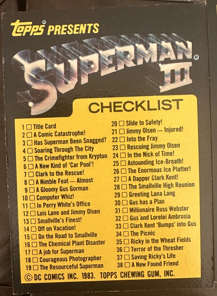 1983 Topps Superman III BASE COMPLETA 99 JUEGO DE CARTAS CHRISTOPHER REEVE Pryor DC Foto 3 de 4