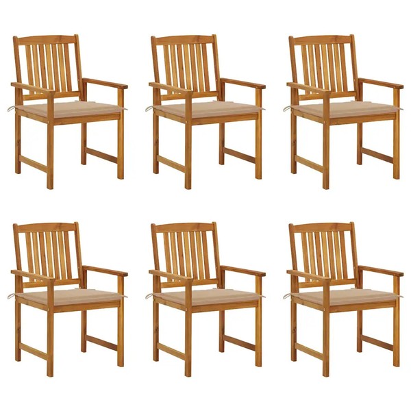 GartenstüHle Massivholz Akazie Mit Kissen 6Er Set Terrasse Balkon-image
