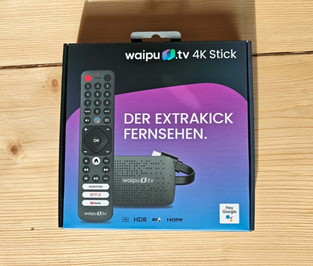 waipu.tv 4K Stick HDMI Dongle Streamer, Inkl. Fernbedienung, Schwarz