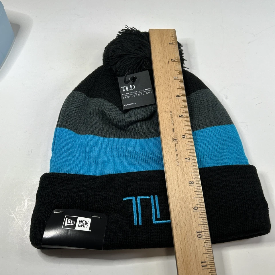 New TLD Troy Lee Designs RETRO Beanie Teal blk grey Pom skiing - Image 3 of 3