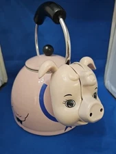 vintage  Kamenstein  whistling pink pig teapot With Plastic Head 