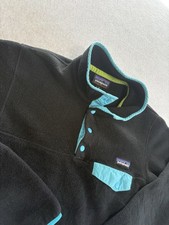 Patagonia Women's Synchilla Snap T-Fleece Jacket Small Black Blue S