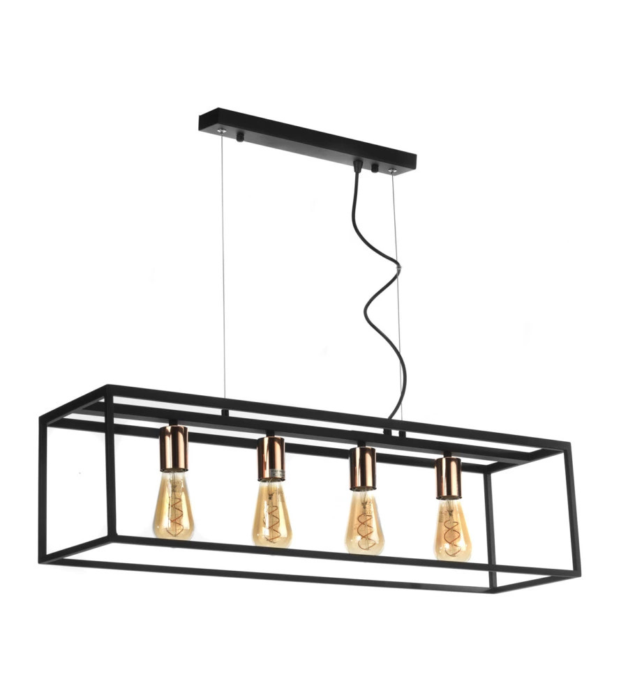 Lampadario Moderno ONLI Floki Nero 4 Luci E27 | Illuminazione Soggiorno