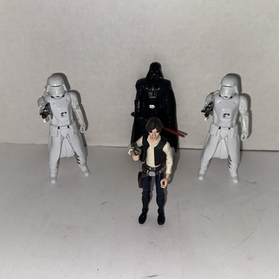 Star Wars Figure Lot Darth Vader Han Solo Snowtroopers w Weapons