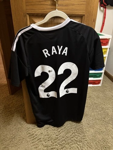 Autographed/Signed David Raya Arsenal Black Soccer Jersey Beckett BAS COA