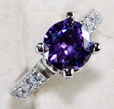 3CT Amethyst  White Topaz 925 Solid Sterling Silver Ring Jewelry Sz 6 MK1-5