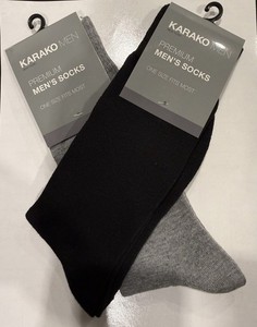 KARAKO Men’s Premium Solid Dress Socks Fine Socks One Size Black Gray