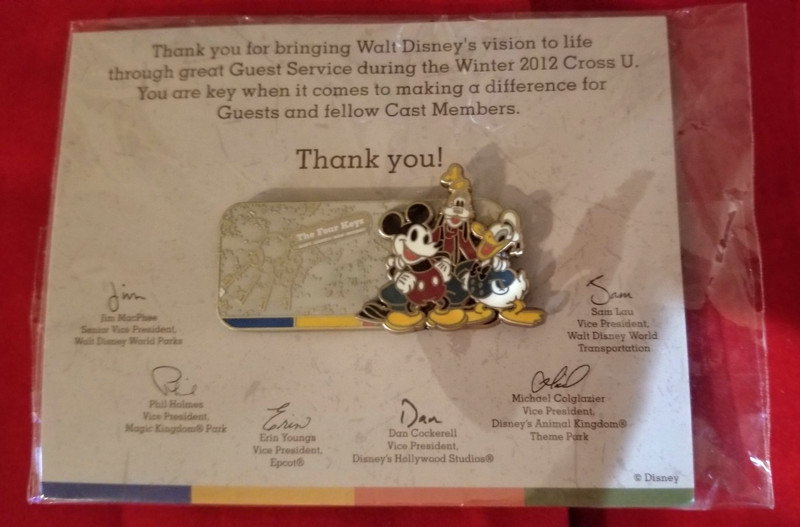 Disney WDW Cast Exclusive 2012 Winter Cross-U Pin Mickey Donald Goofy Fab 3