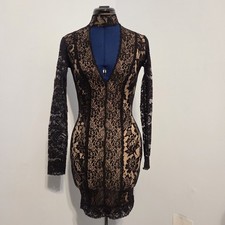 Bebe Black Lace Backless Mini Dress Size XXS