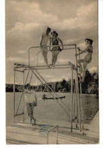 Young Guys-Bathing Suits Girls-White Roe-Livingstone Manor-NY-Vintage Postcard