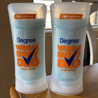 Degree Womens Whole Body Deodorant Fresh Citrus Stick 2.6oz ea 2-PACK NEW