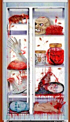 Creepy HORROR REFRIGERATOR DOOR COVER Morgue CSI Laboratory Halloween Decoration