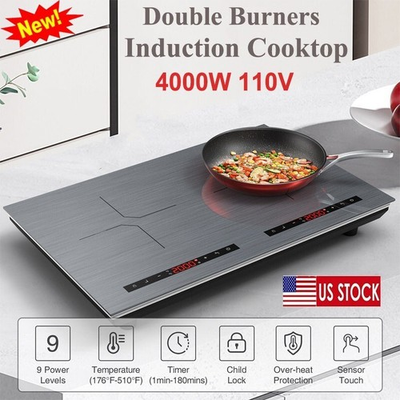 #ad #ad Induction Cooktop Electric Cooktop 2 Burner Glass Cooktop Stove 110V 4000W Touch $124.99