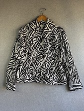 Chicos Jacket Womens 1 Zebra Print Textured Whimsical Academia Professional