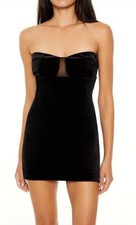 Women's Forever 21 Black Velvet Sweetheart Mini Tube Dress Size Medium