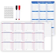 22.8" x 34.7" 2026 Wall Calendar Wet Dry Erase Laminated 12 Month for Planning