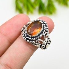 Yellow Citrine Gemstone 925 Sterling Silver Ring Handmade Jewelry Ring For Gift