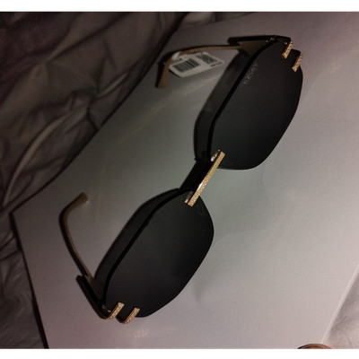 Versace VE2274 Damier Plaque Rimless Rectangle Sunglasses Gold