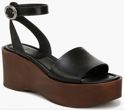 VINCE NIB $375 PHILLIPA BLACK LEATHER CLOG PLATFORM SANDAL. SIZE 8M - Picture 3 of 12