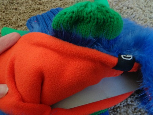 Marca FREE COUNTRY NUEVO CON ETIQUETAS para niño talla S/M conjunto de sombrero y guante monstruo tejido azul/verde - Imagen 5 de 6