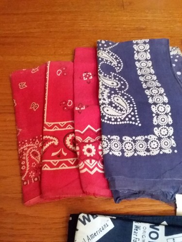 8 Vintage und neue Bandanas Menge Indigo schnelle Farbe rot blau Paisley echte Arbeitskleidung - Bild 2 von 24