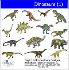 Embroidery Design Set - Dinosaurs(1) - 14 Designs - 9 Formats - USB Stick