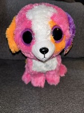 TY Beanie Boos Big Eyed Precious The Pink Orange Dog 9” Plush Retired 2017 New