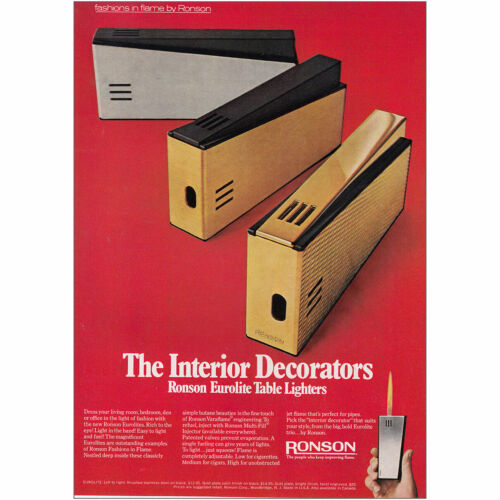 1969 Ronson Table Lighters: Interior Decorators Vintage Print Ad - Picture 1 of 1
