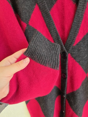 Vtg Breckenridge Grey & Fuschia Button Down Cardigan Angora & Lambswool Size M - Picture 4 of 9