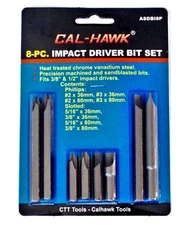 8pc CALHAWK IMPACT DRIVER REPLACEMENT SCREWDRIVER SCREW BITS 5/16" HEX SHANK