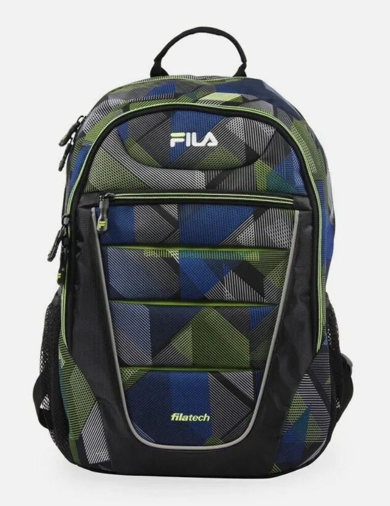 New FILA Argus 3 Backpack Abstract Blue Green Triangles