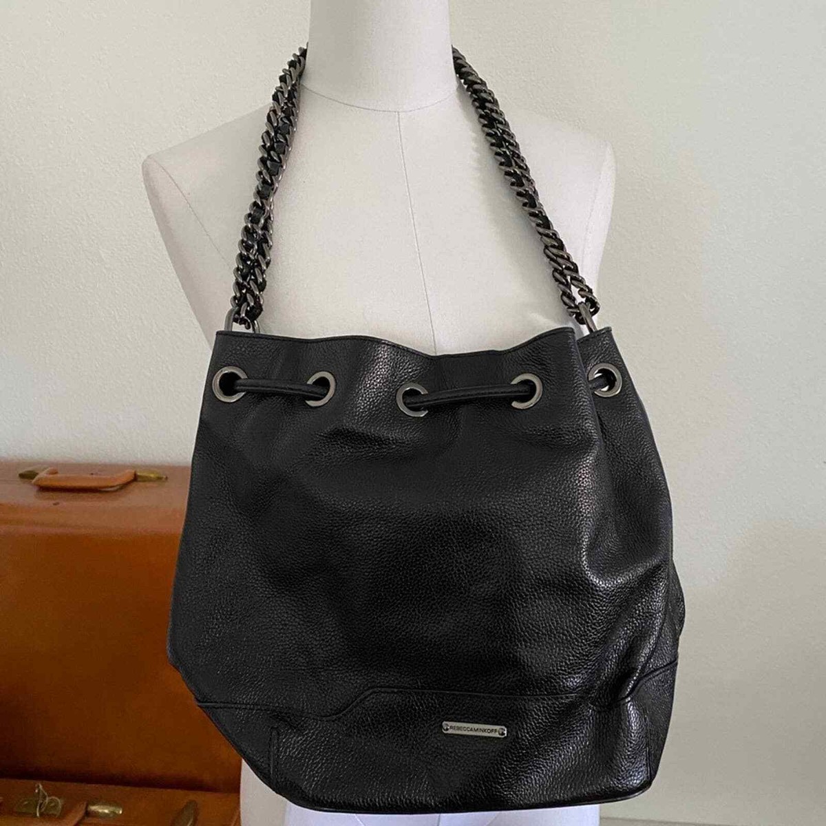 Rebecca Minkoff Black Leather Lexi Bucket Bag Purse Luxury Fringe