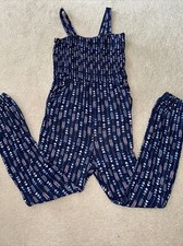 Girls Justice Size 12 Soft Fabric Blue Overalls Adjustable Strap