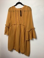 NWT Lulu’s In the Meadows Mustard Yellow Size  Medium Crochet Lace dress / top